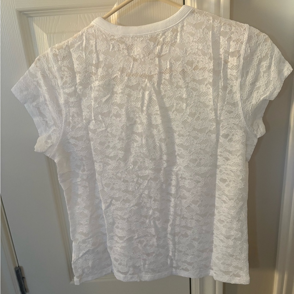 Aerie White Lace Short Sleeve Top - Picture 3 of 7